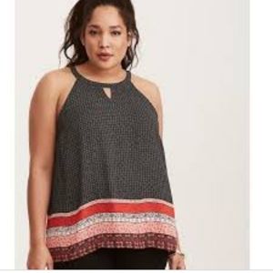 Torrid Sleeveless Black Pattern w/ Stripes Bottom Top